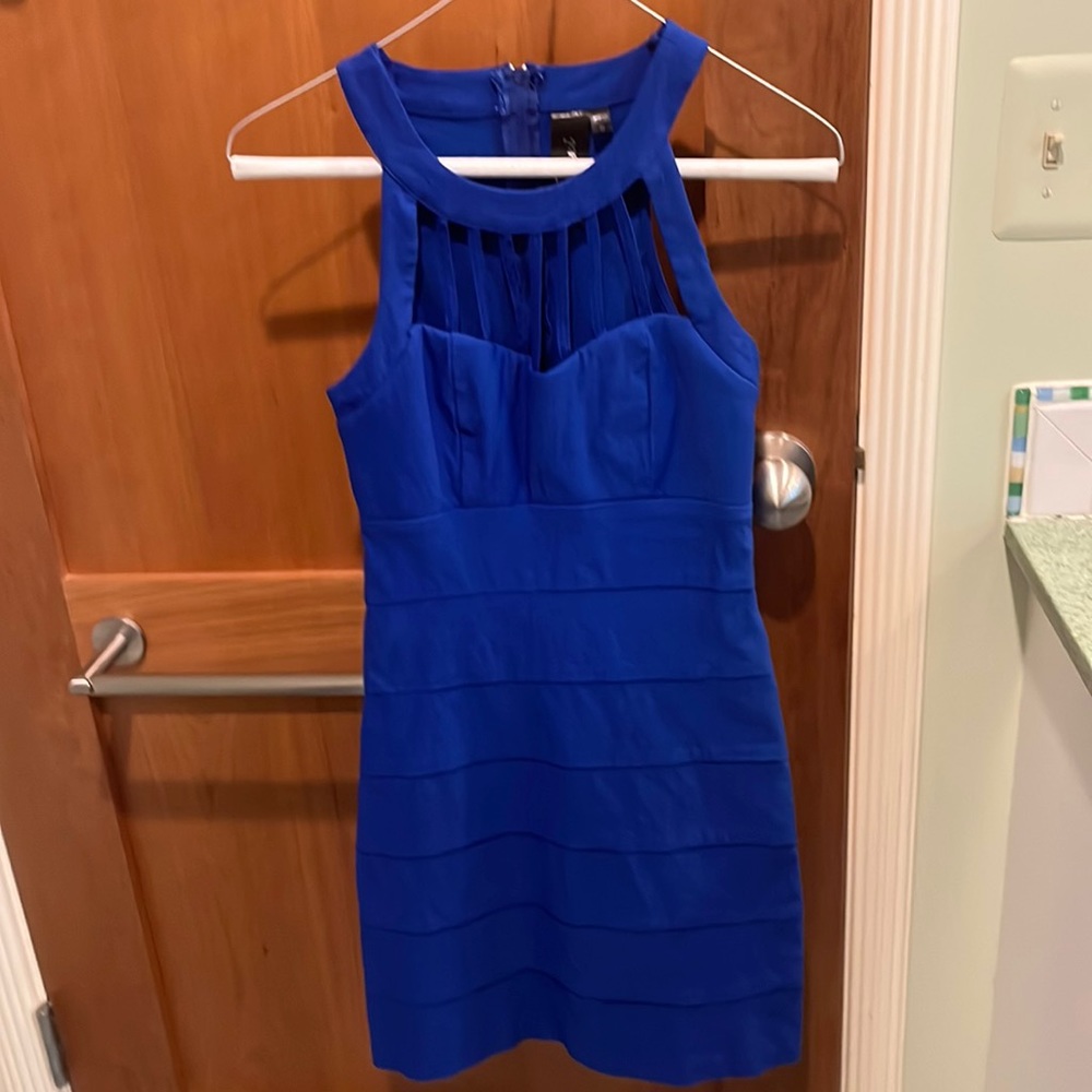 Blue cutout mini dress